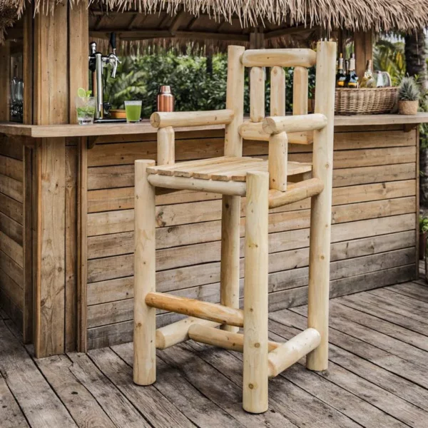 Chaise haute ne bois massif de cèdre blanc pour mange debout Bar et restaurant