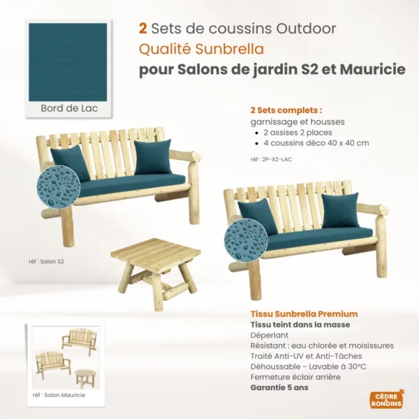 Set coussins Sunbrella Charron Salons S2 et Mauricie