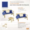 Set coussins Sunbrella Bleu Salons S2 et Mauricie