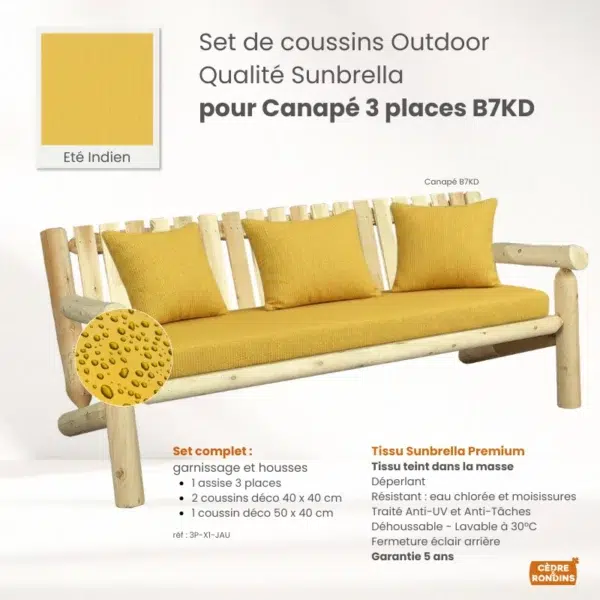 Set coussins Sunbrella 3 places Canary