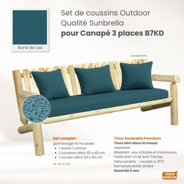Set coussins Sunbrella 3 places Charron