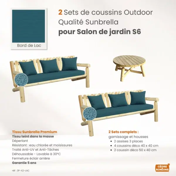 Set coussins Sunbrella Salon S6 charron
