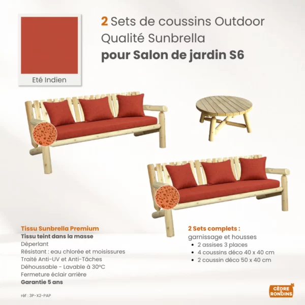 Set coussins Sunbrella Salon S6 paprika