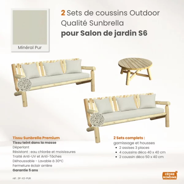 Set coussins Sunbrella salon S6 canvas