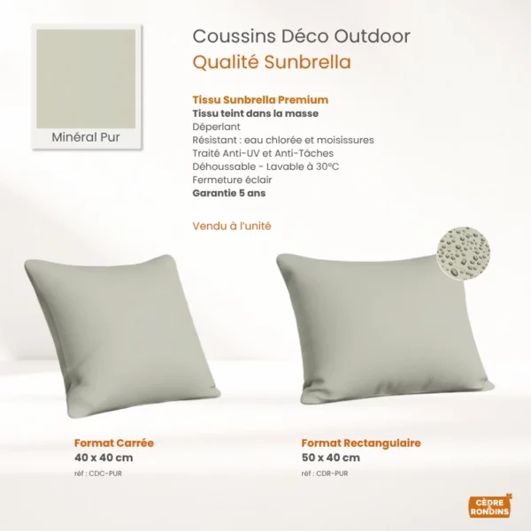 Coussin Déco Carrée et Rectangulaire Sunbrella canvas