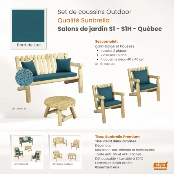 Set coussins Sunbrella Charron Salons S1, S1H, Québec