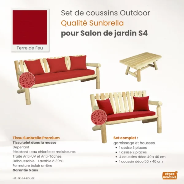 Set coussins Sunbrella Rouge Salon S4