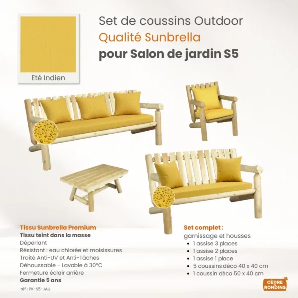 Set coussins Sunbrella Safran Salon S5
