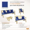 Set coussins Sunbrella Bleu Salon S5