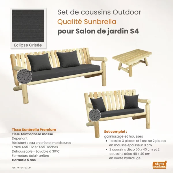 coussins outdoor gris salon S4 PK-S4-ECLIP