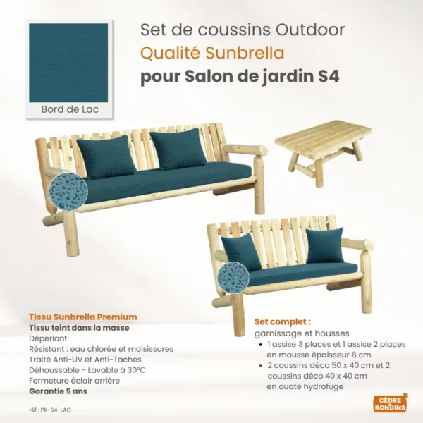 coussins outdoor vert canard salon S4 PK-S4-LAC