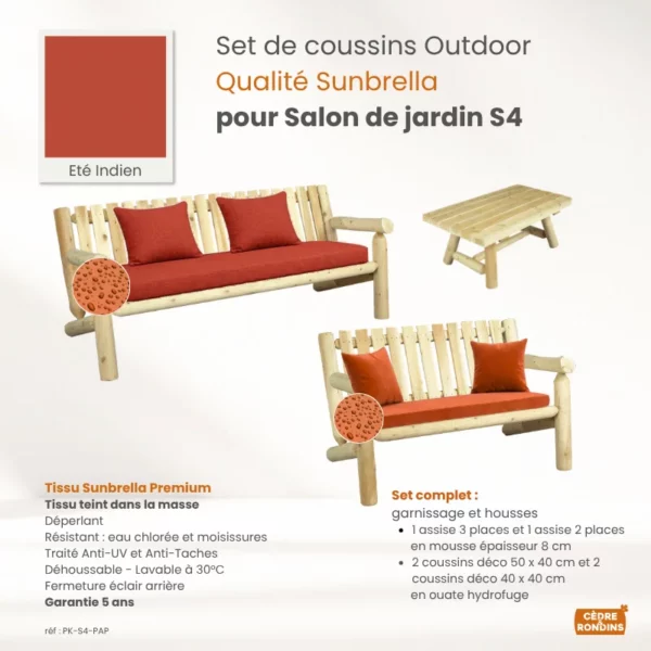 coussins outdoor orange salon S4 PK-S4-PAP