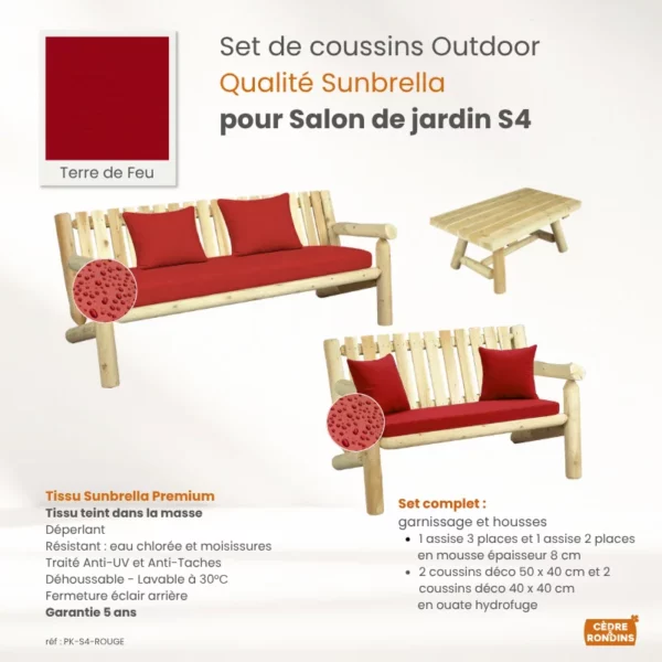 coussins outdoor rouge salon S4 PK-S4-ROUGE