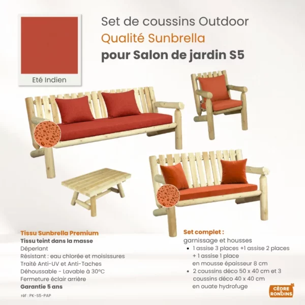 coussins outdoor orange salon S5 PK-S5-PAP