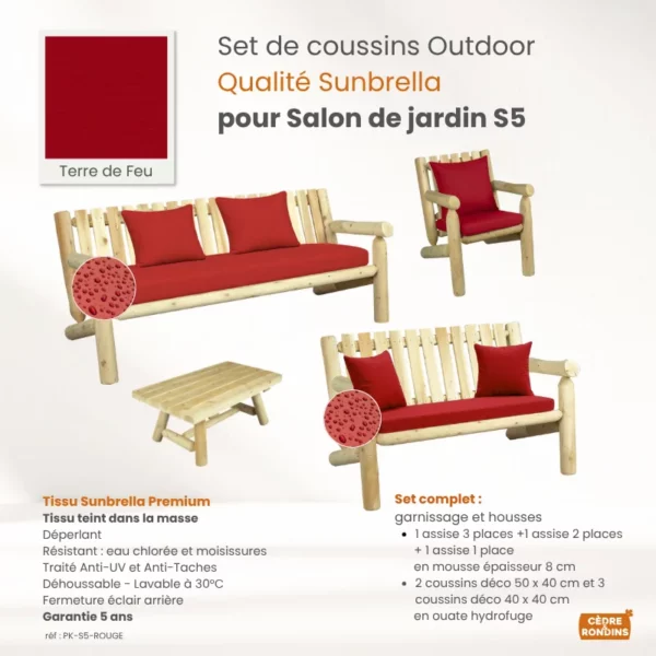coussins outdoor rouge salon S5 PK-S5-ROUGE