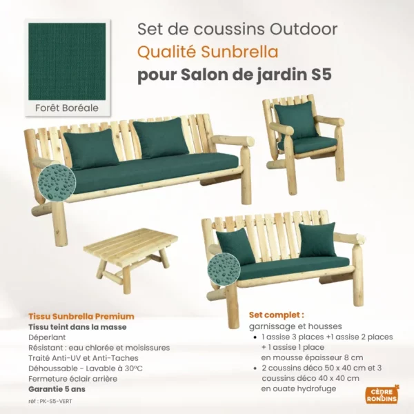 coussins outdoor vert salon S5 PK-S5-VERT